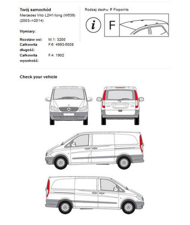 Lastväxlare för tak Mercedes Vito L2H1 W639 