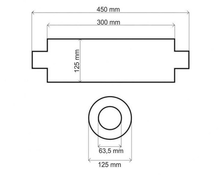 63,5 mm TurboWorks RS 409SS 300 mm mittljuddämpare