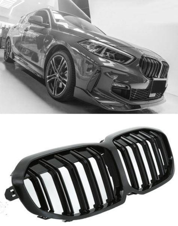 GRILL (NJURAR) BMW 1 F40 F41 19- DUBBEL GLANS SVART