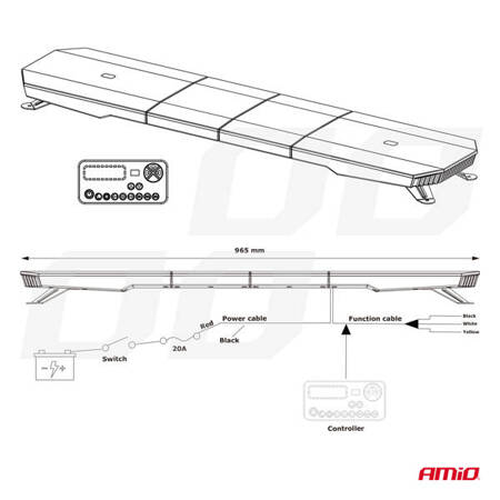 Beam LED-varningslampa 51 funktioner 76cm godkännande R65 R10 12-24V signalanordning