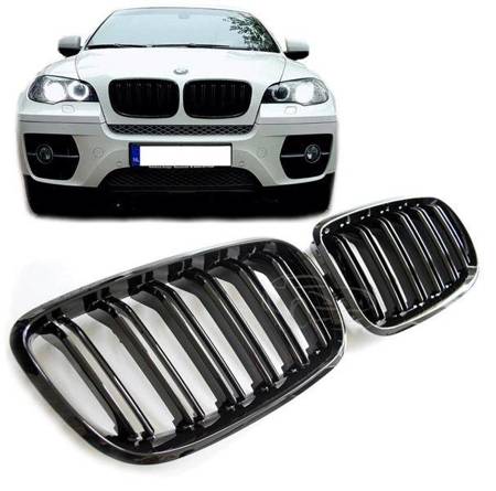 GRILL (NJURAR) BMW E70 E71 DUBBEL M LOOK GLANS BL.