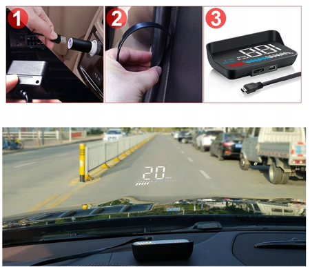 LCD vindruta projektor display HUD OBD2 GPS USB M7