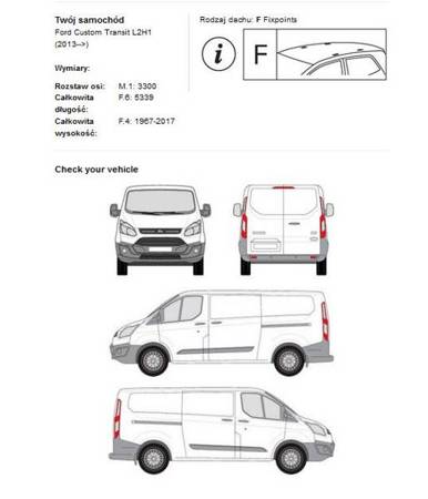 Takplattform för Ford Transit Custom L2H1