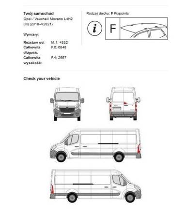 Takplattform för bagage Opel Movano L4H2